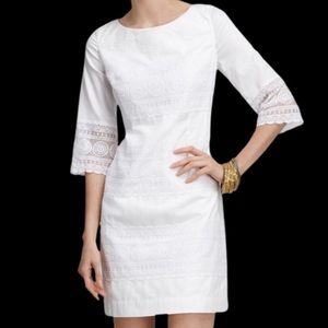 Lilly Pulitzer white lace cutout tunic dress. 100% cotton inside/outside Sz 10